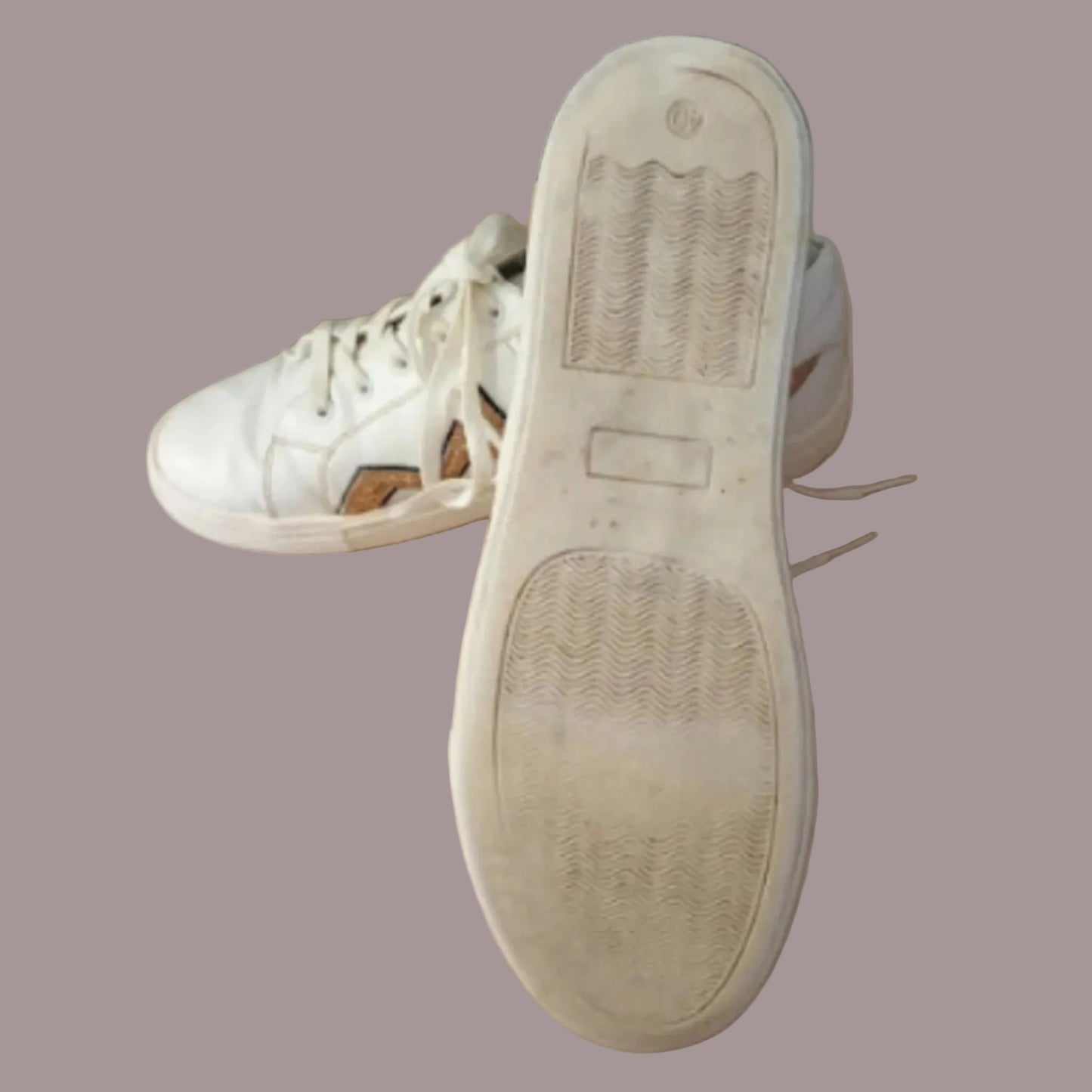Sneakers Even&Odd Bianche Dettagli Glitter Oro Numero 40 Donna Vintage
