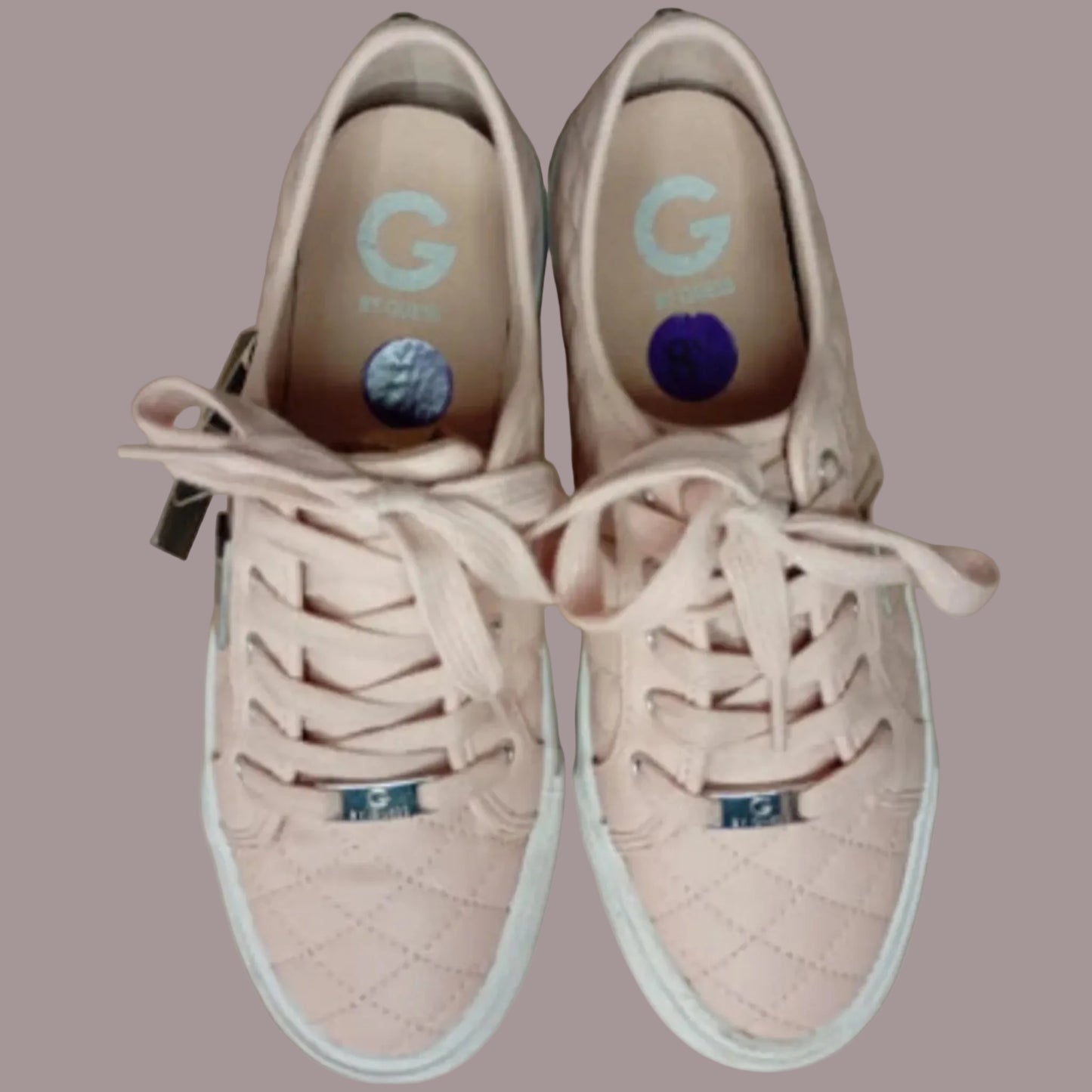 Sneakers G by Guess Rosa Trapuntate Logo Argento Donna Nuove Taglia 39 EU