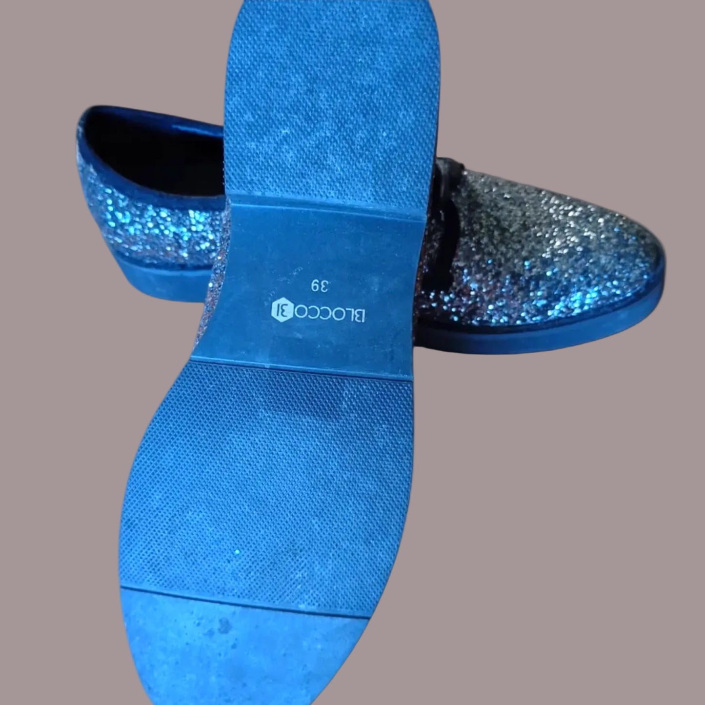 Scarpe Derby Glitter Blu Multicolor con Lacci – Numero 39 – Usato