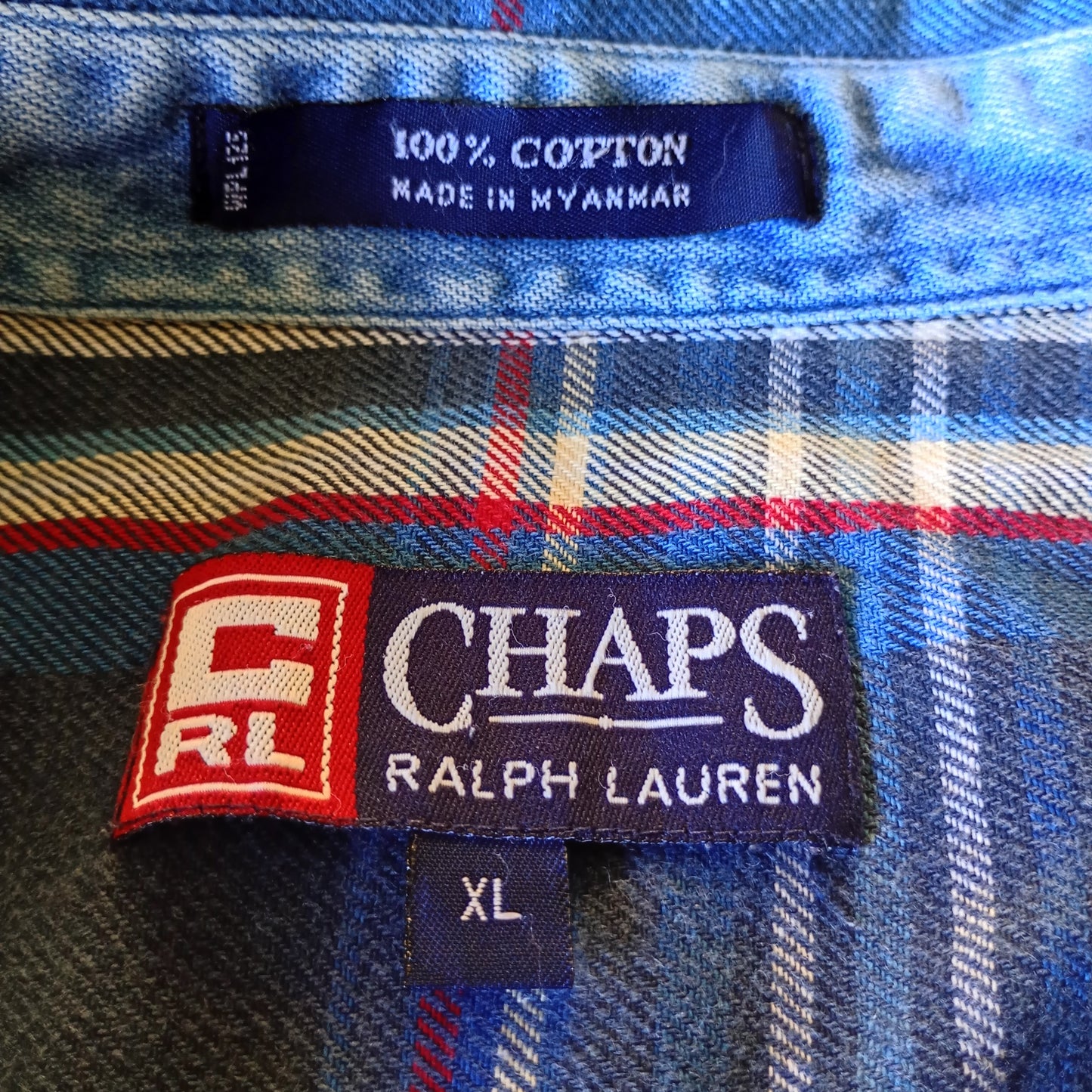 Chaps Ralph Lauren Camicia Flanella Tartan Blu – Taglia XL