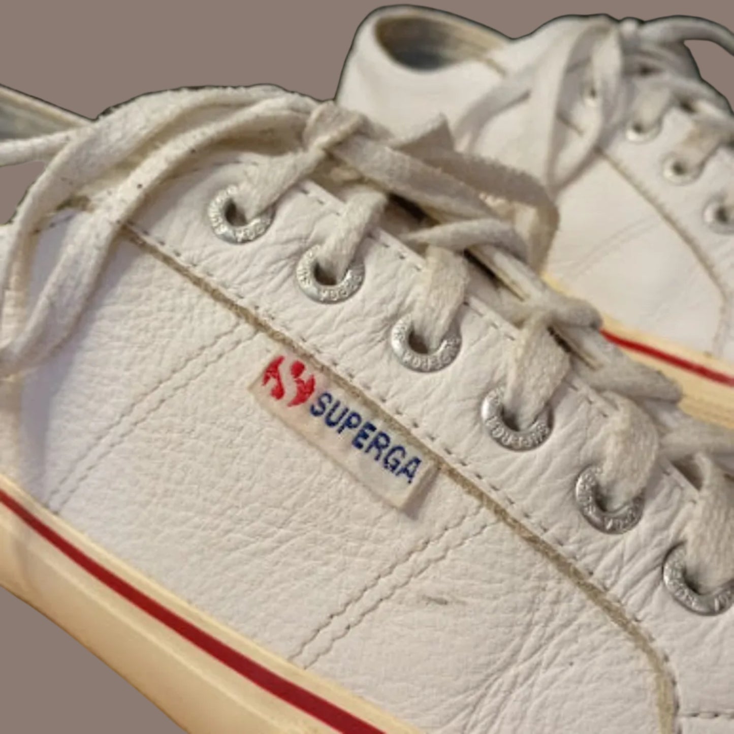 Sneakers Superga Pelle Bianca Numero 41 Unisex Vintage Classiche