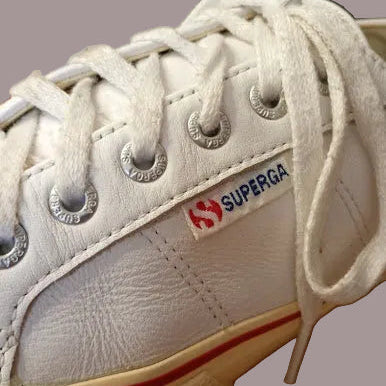 Sneakers Superga Pelle Bianca Numero 41 Unisex Vintage Classiche