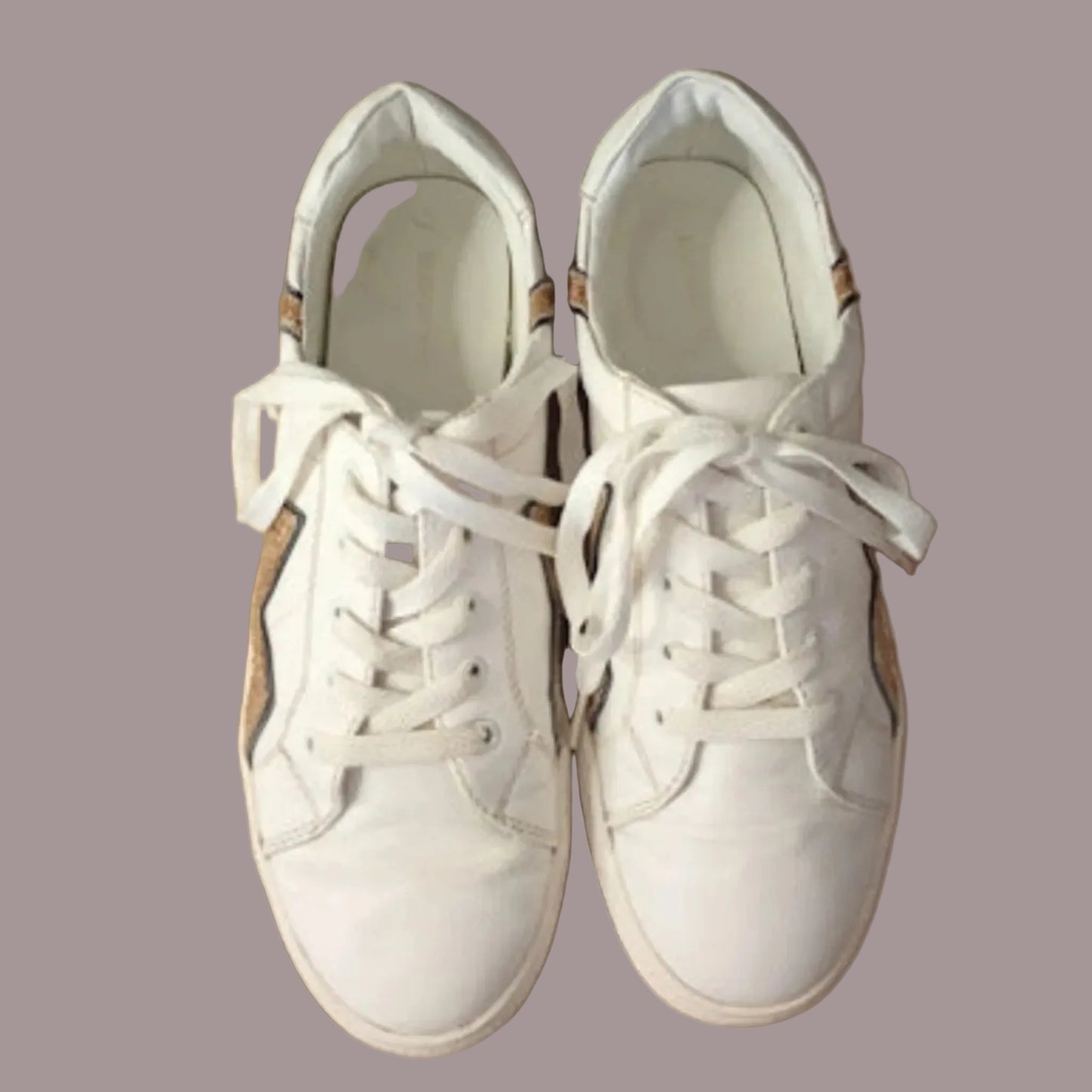 Sneakers Even&Odd Bianche Dettagli Glitter Oro Numero 40 Donna Vintage