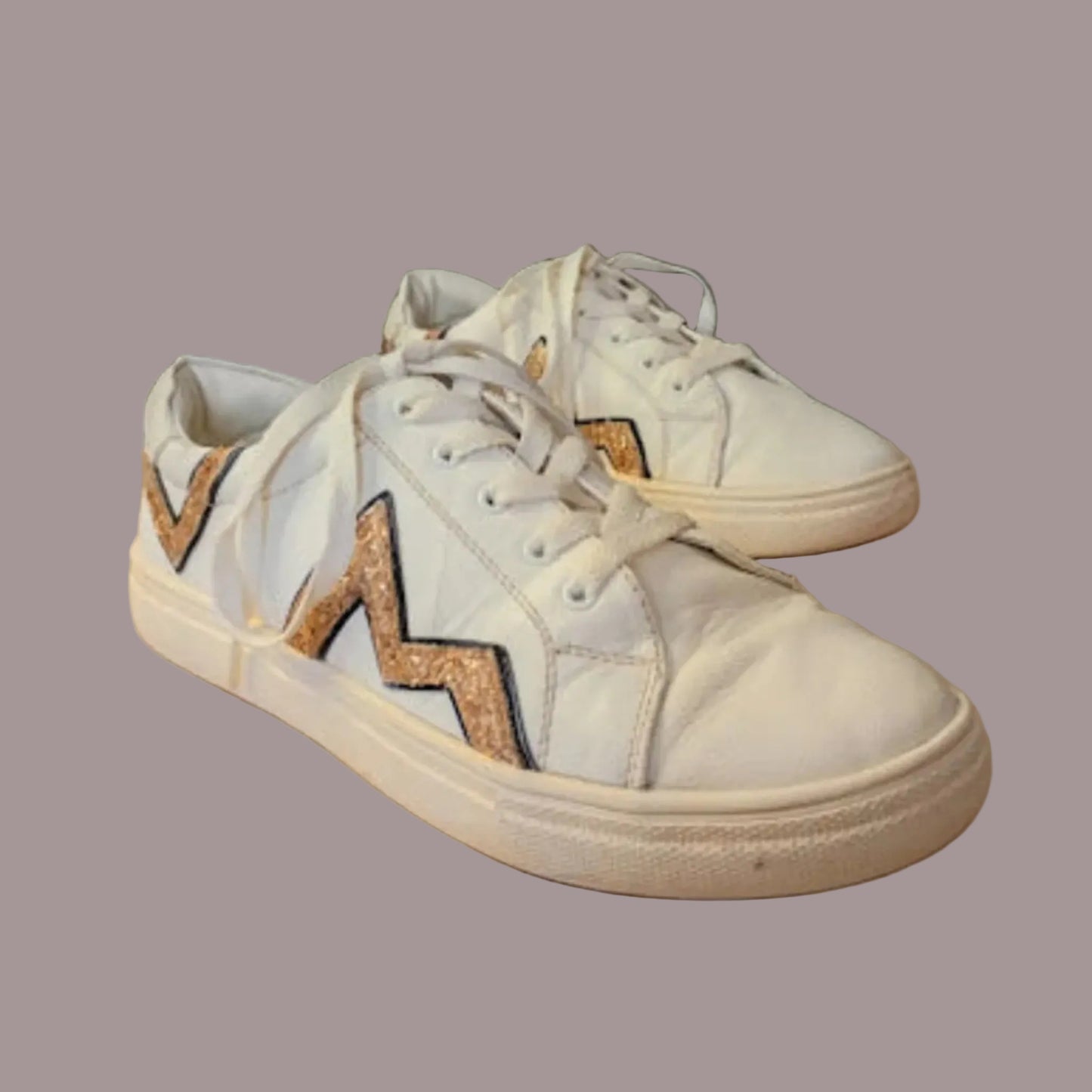 Sneakers Even&Odd Bianche Dettagli Glitter Oro Numero 40 Donna Vintage