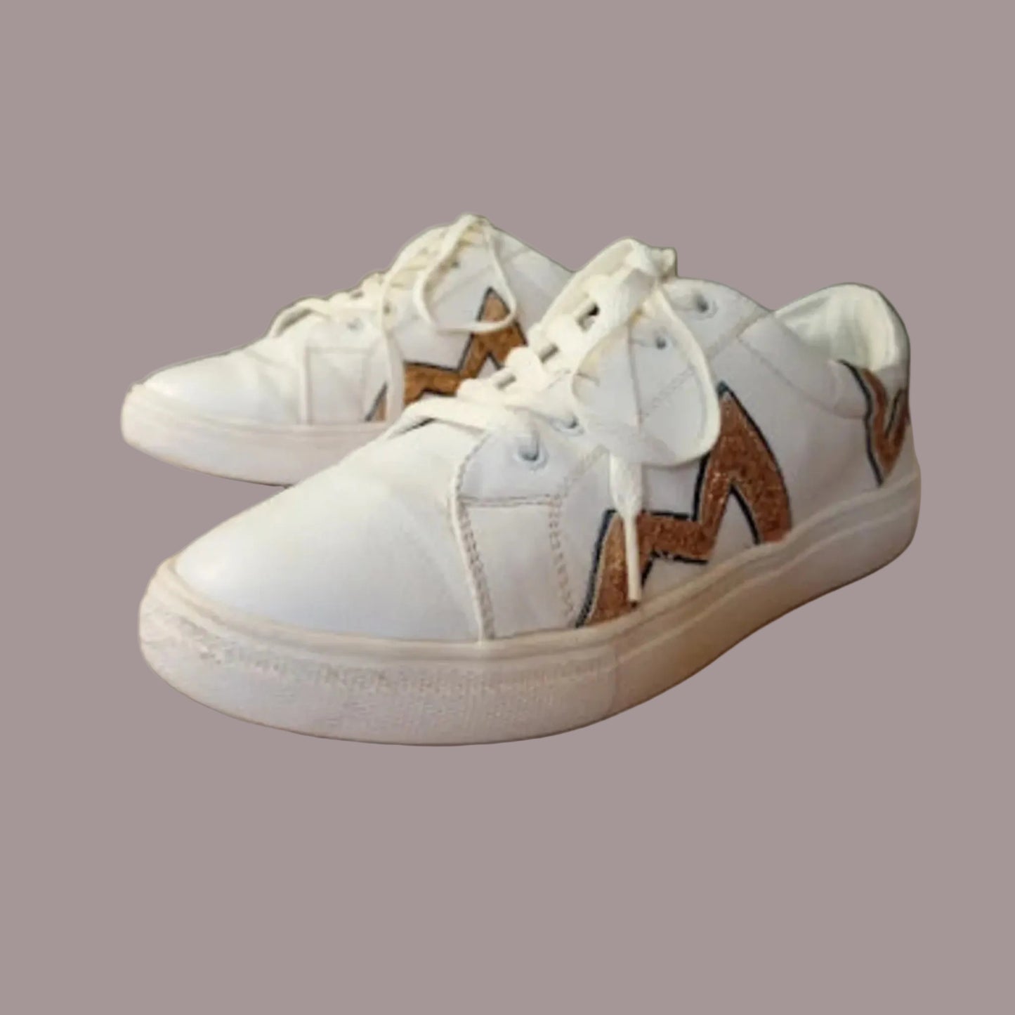 Sneakers Even&Odd Bianche Dettagli Glitter Oro Numero 40 Donna Vintage
