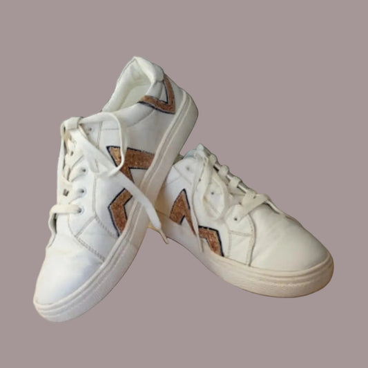 Sneakers Even&Odd Bianche Dettagli Glitter Oro Numero 40 Donna Vintage