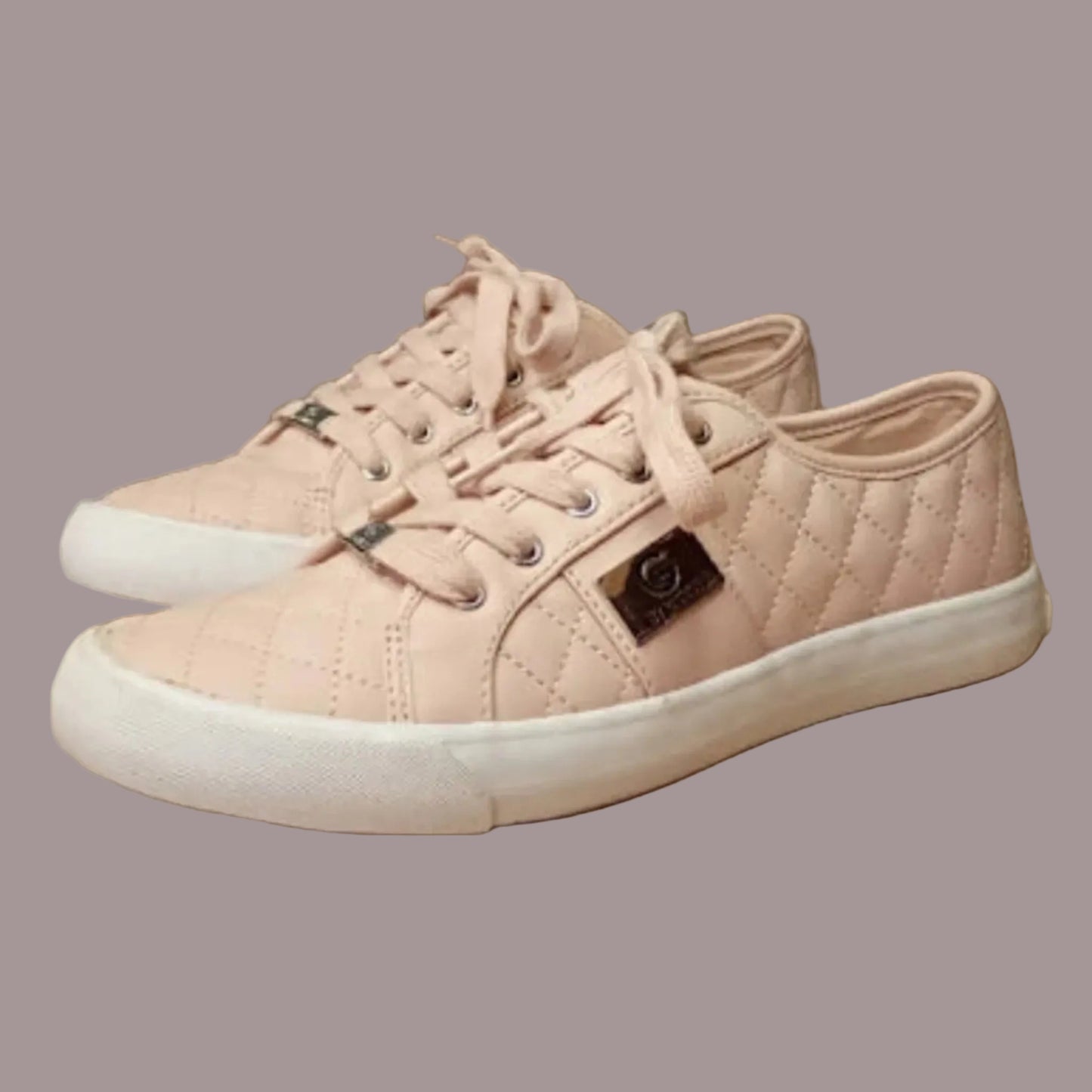 Sneakers G by Guess Rosa Trapuntate Logo Argento Donna Nuove Taglia 39 EU