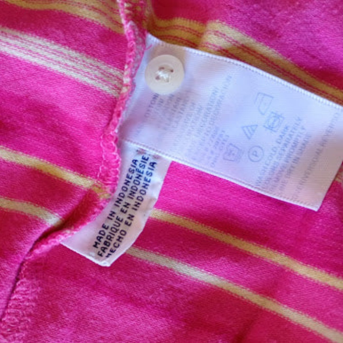 Polo Tommy Hilfiger Donna Rosa Fucsia Righe Gialle Stemma Ricamato Taglia M