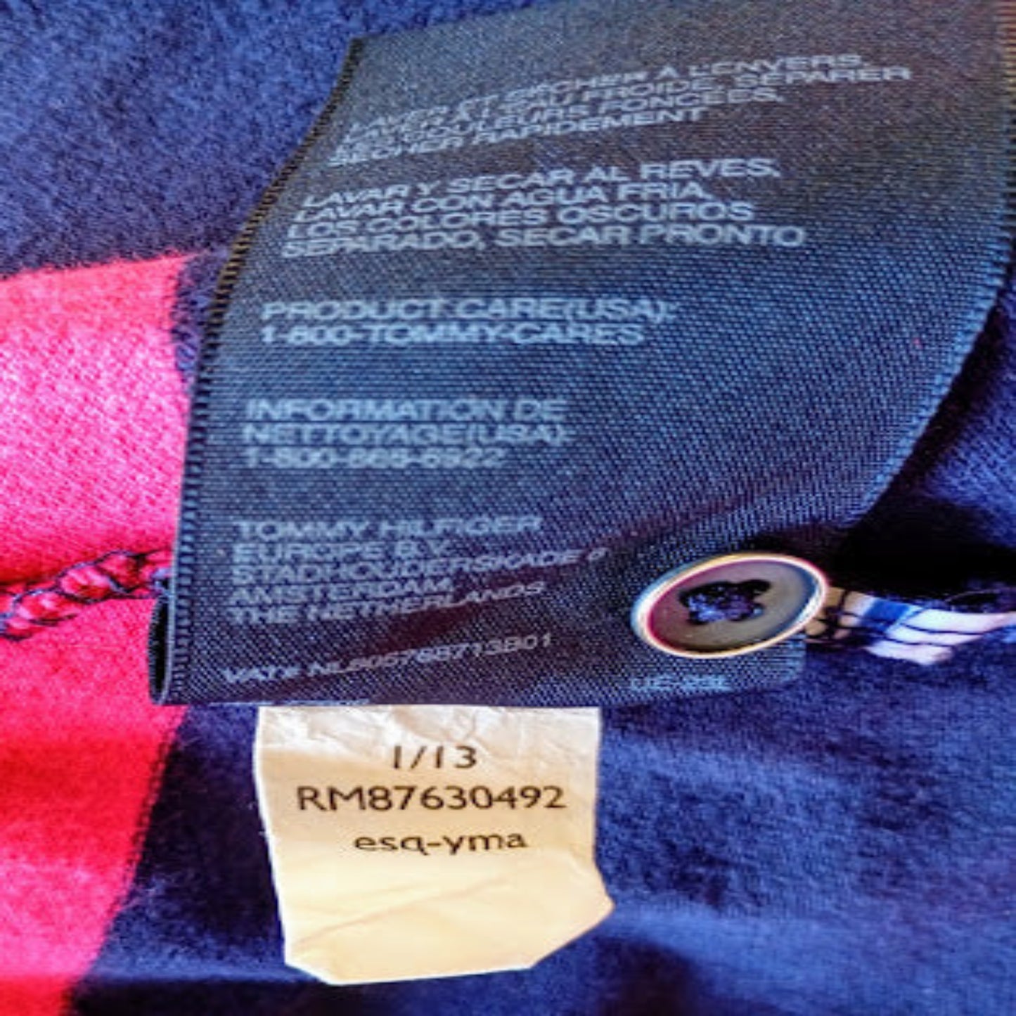 Polo Tommy Hilfiger Donna Blu Righe Rosa Fucsia Manica Palloncino Taglia XL