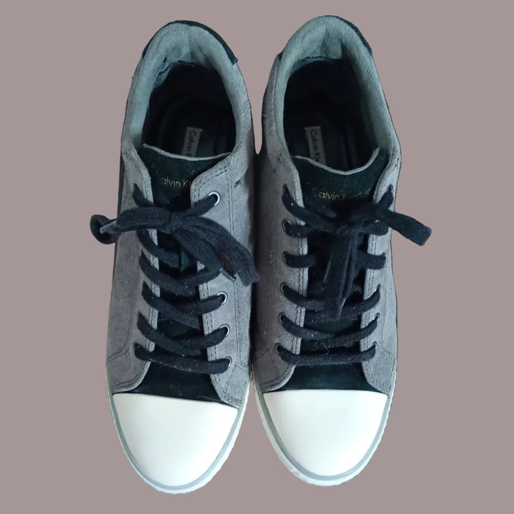 Sneaker Calvin Klein Jeans Zeppa Camoscio Grigio Taglia 39 Ottime Condizioni