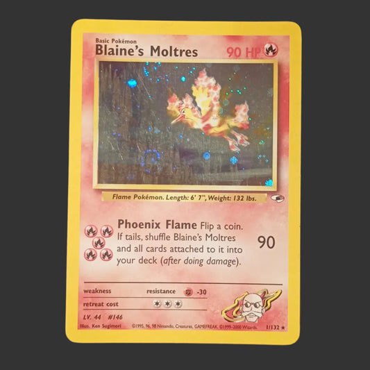 Carta Pokémon Blaine's Moltres 1/132 Gym Heroes Holo ENG Swirl EX