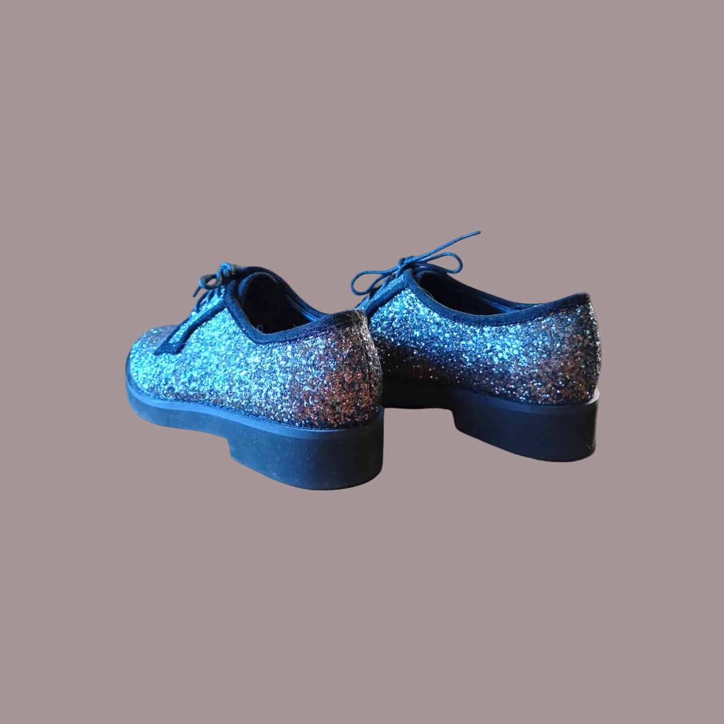 Scarpe Derby Glitter Blu Multicolor con Lacci – Numero 39 – Usato