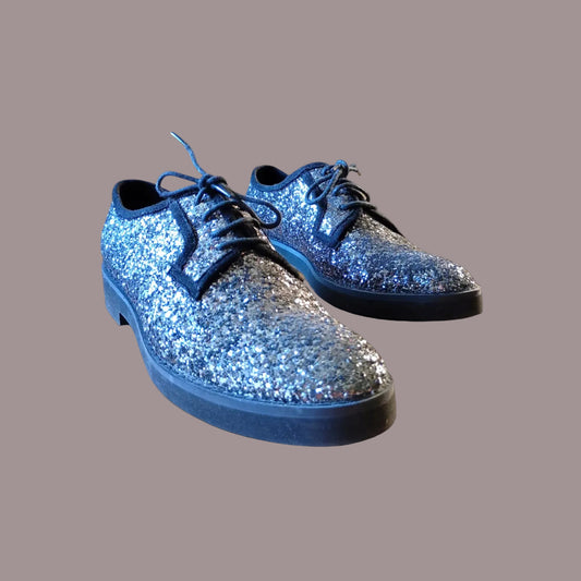 Scarpe Derby Glitter Blu Multicolor con Lacci – Numero 39 – Usato