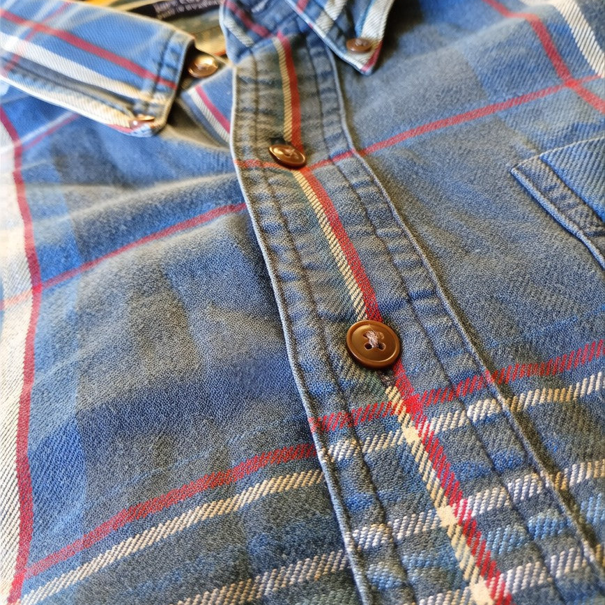 Chaps Ralph Lauren Camicia Flanella Tartan Blu – Taglia XL