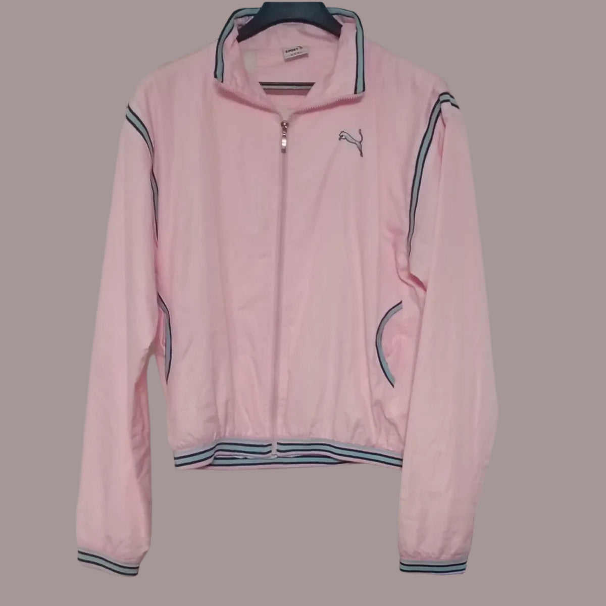 Giacca a Vento Donna Rosa Pastello Zip K-Way Y2K Sport Fodera Rete Windbreaker