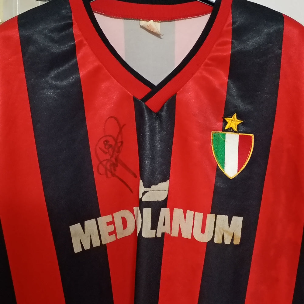 Maglia Milan d'Epoca Roberto Baggio 18 Autografo Firmato  Pre-Certificato COA