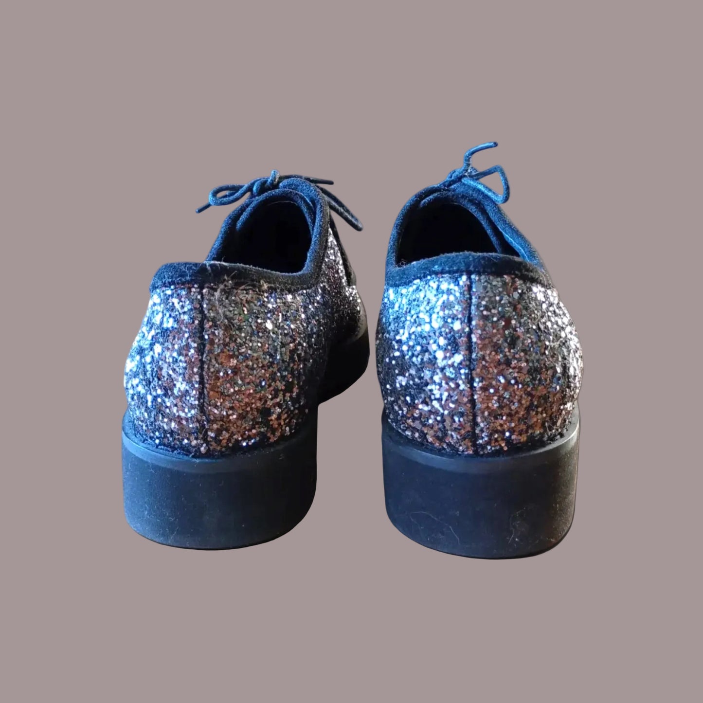 Scarpe Derby Glitter Blu Multicolor con Lacci – Numero 39 – Usato