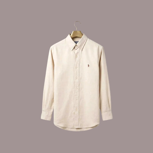 Camicia Polo Ralph Lauren L Uomo Beige Cotone Piqué Logo Multicolore Vintage