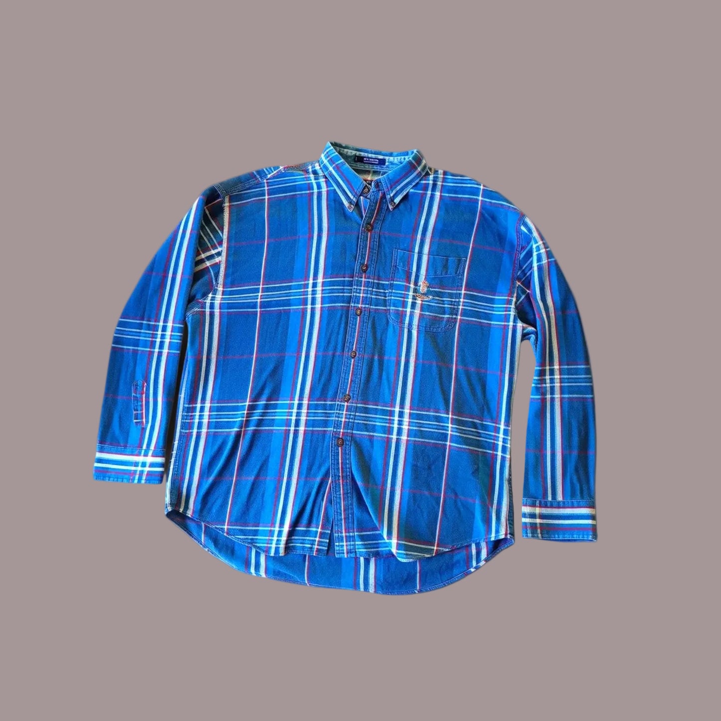 Chaps Ralph Lauren Camicia Flanella Tartan Blu – Taglia XL