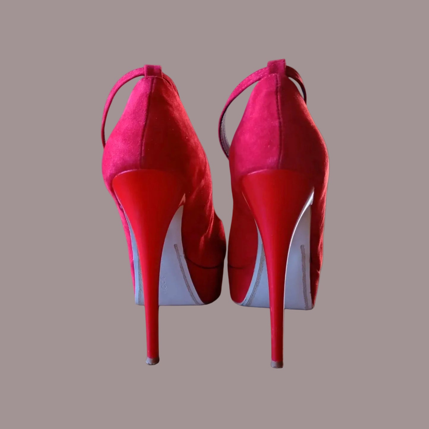 Miss Globo Décolleté Peep-Toe Rosso Scamosciato con Plateau – Numero 38 – Made in Italy