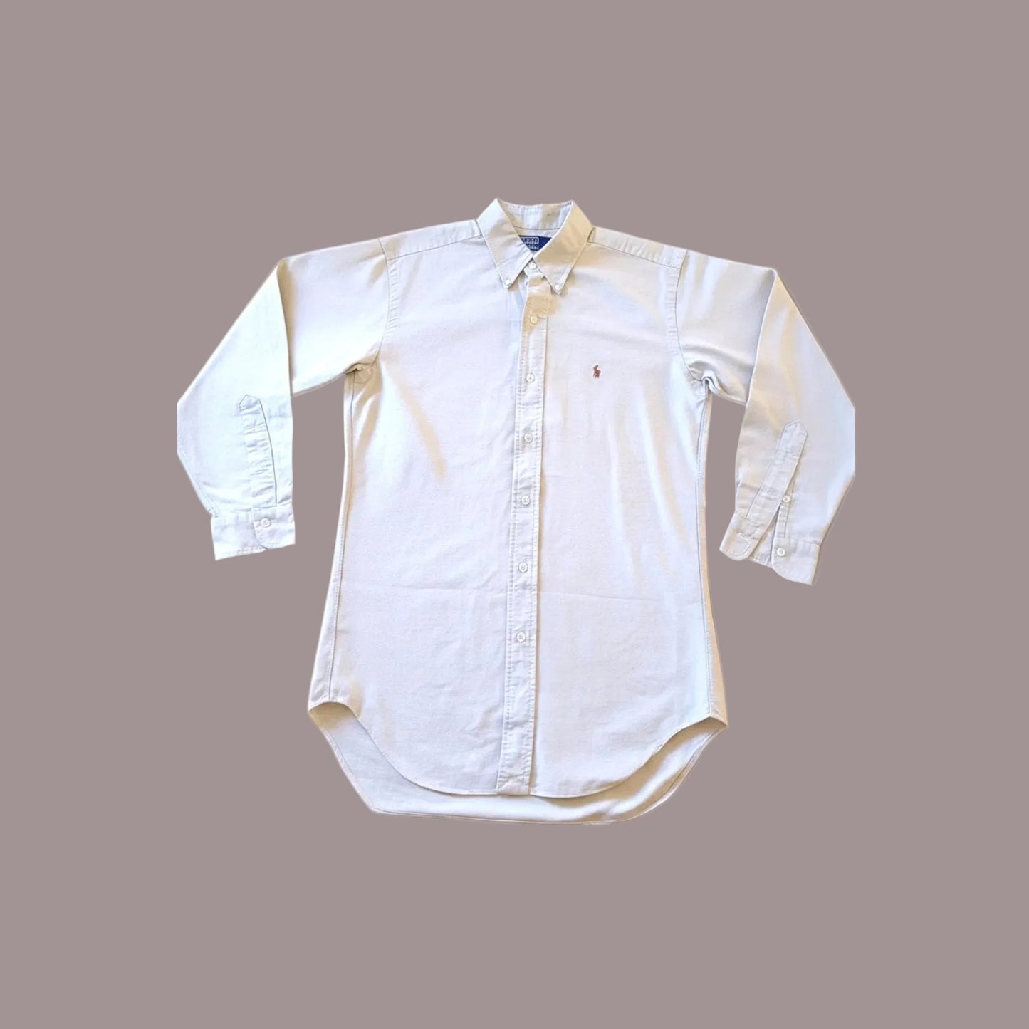 Camicia Polo Ralph Lauren L Uomo Beige Cotone Piqué Logo Multicolore Vintage