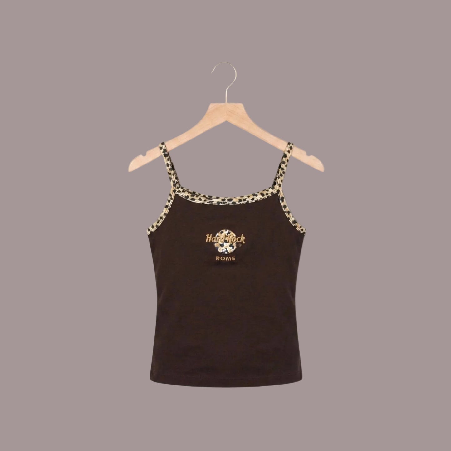 Canotta Hard Rock Cafe Roma Vintage Marrone Animalier Donna Taglia S