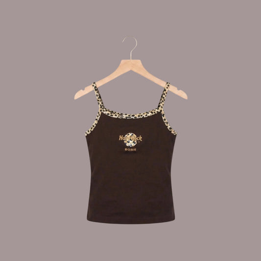 Canotta Hard Rock Cafe Roma Vintage Marrone Animalier Donna Taglia S