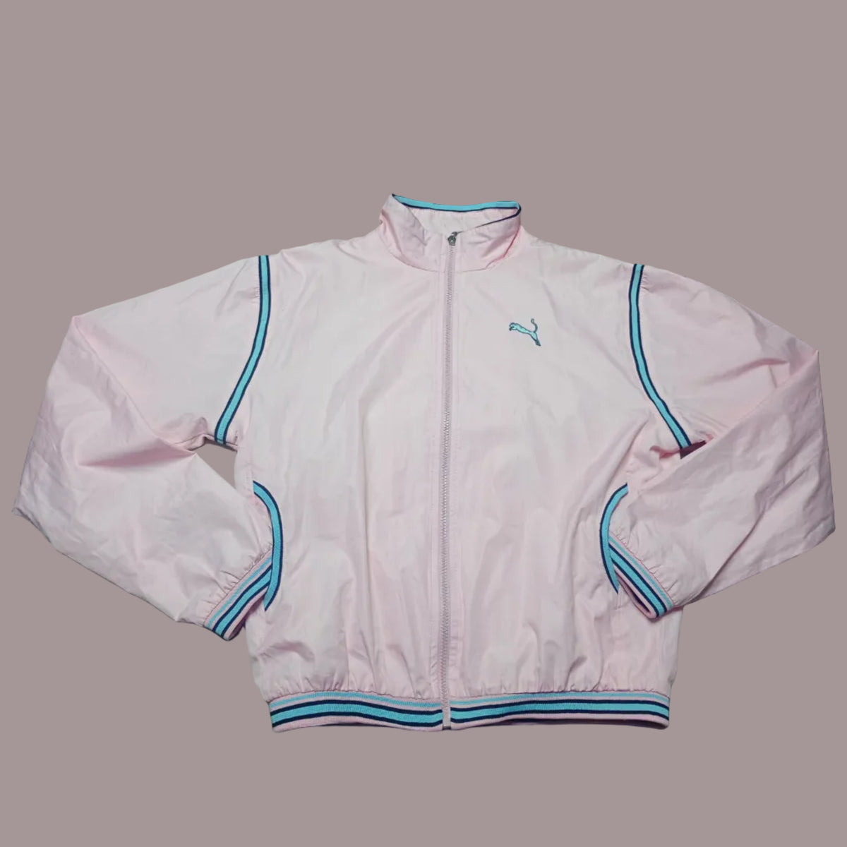 Giacca a Vento Donna Rosa Pastello Zip K-Way Y2K Sport Fodera Rete Windbreaker