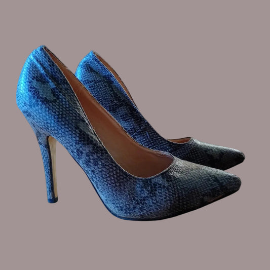 Décolleté a Punta Snake Print Blu Elettrico Tacco Spillo – Numero 39 – Usato