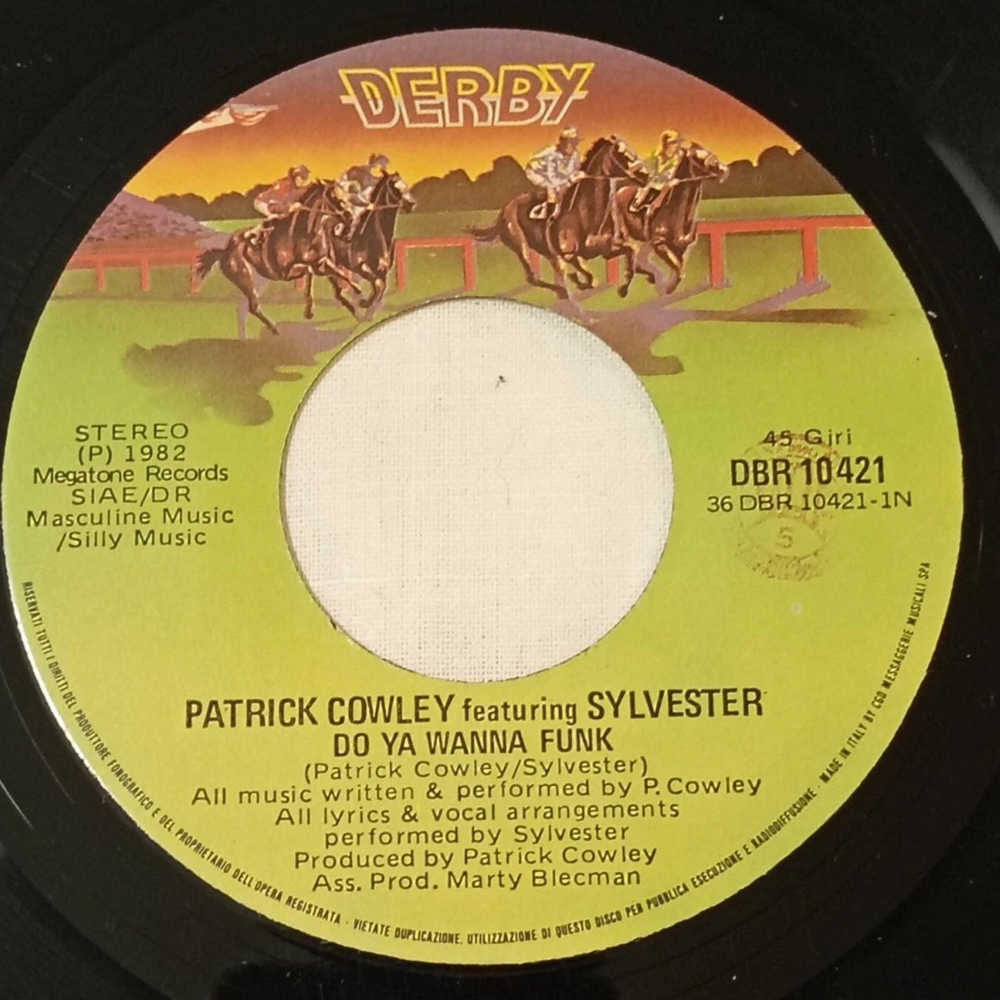 Patrick Cowley feat. Sylvester – Do Ya Wanna Funk 1982 Vinile 45 Giri Derby Hi-NRG