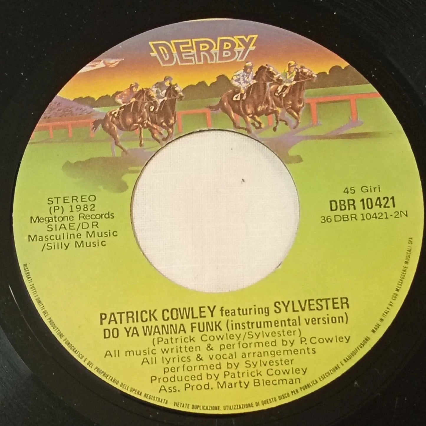 Patrick Cowley feat. Sylvester – Do Ya Wanna Funk 1982 Vinile 45 Giri Derby Hi-NRG