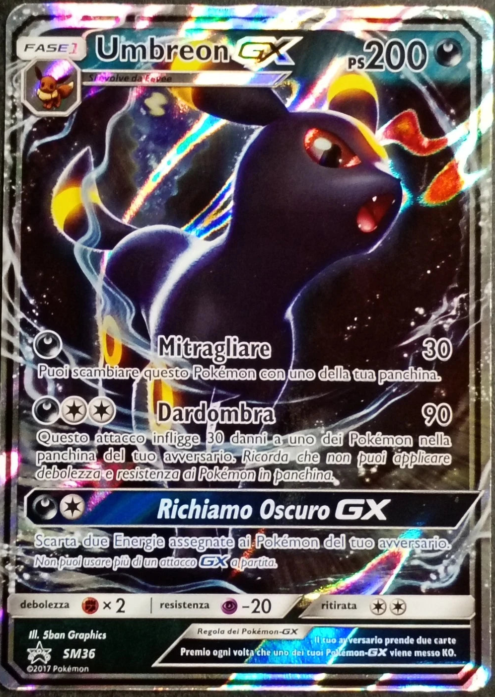 Pokémon Umbreon GX SM36 Black Star Promo – ITA Excellent