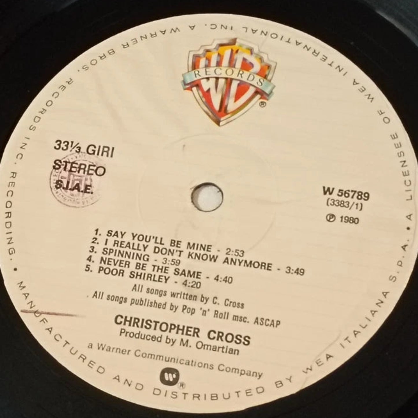 Vinile Christopher Cross 1979 LP 33 Giri Warner Bros Rock Ottime Condizioni