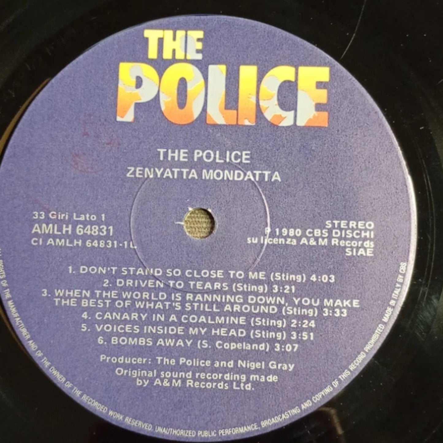 The Police – Zenyatta Mondatta LP 33 Giri 1980 – Prima Stampa Italiana