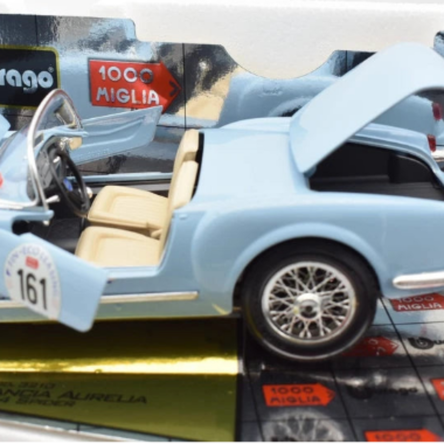 Modello Lancia Aurelia B24 Spider 1000 Miglia 1955 Burago 1:18 Diecast Nuovo