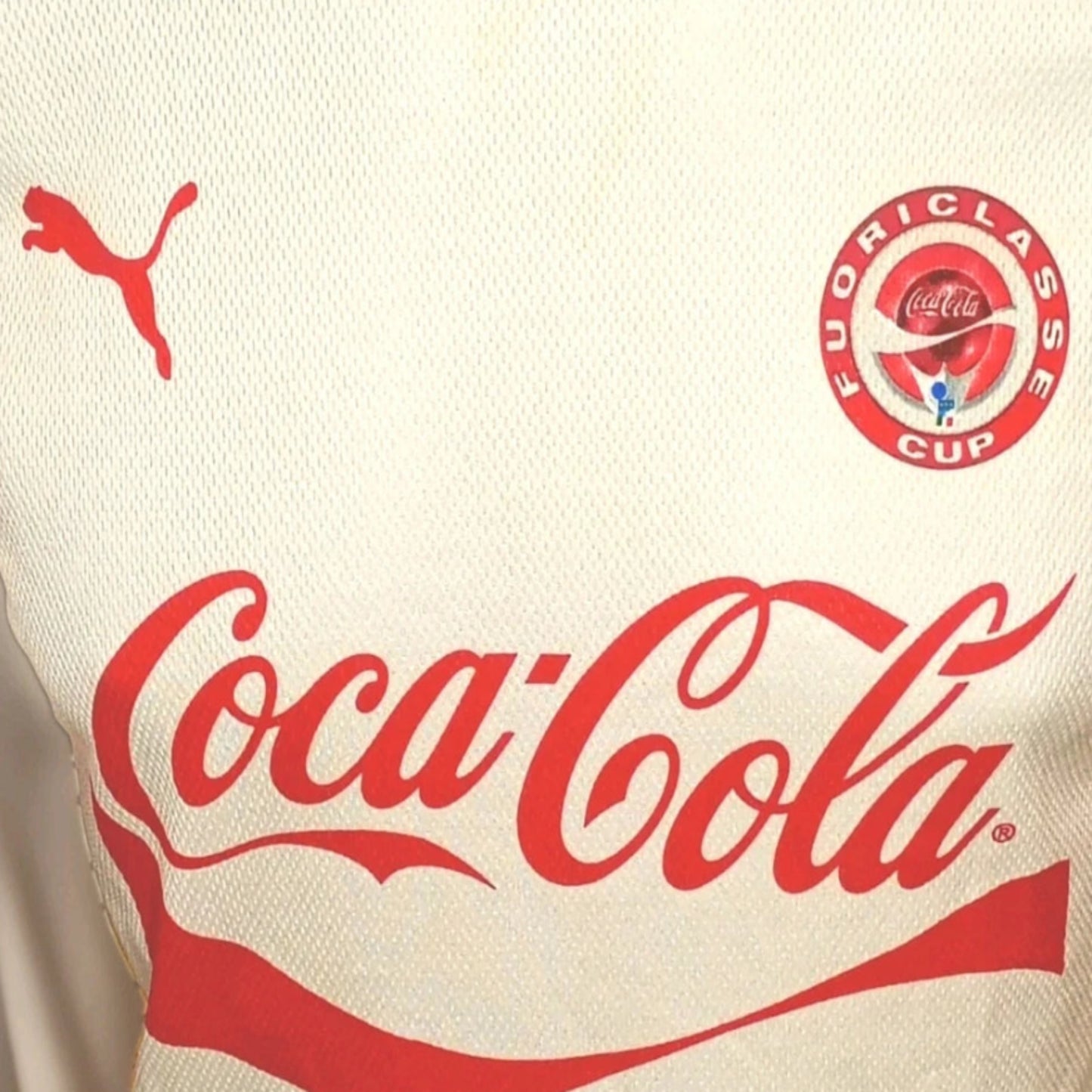 Haut Calcio Coca-Cola Fuoriclasse Cup Puma Bianco Rossa Taille M Ragazzo