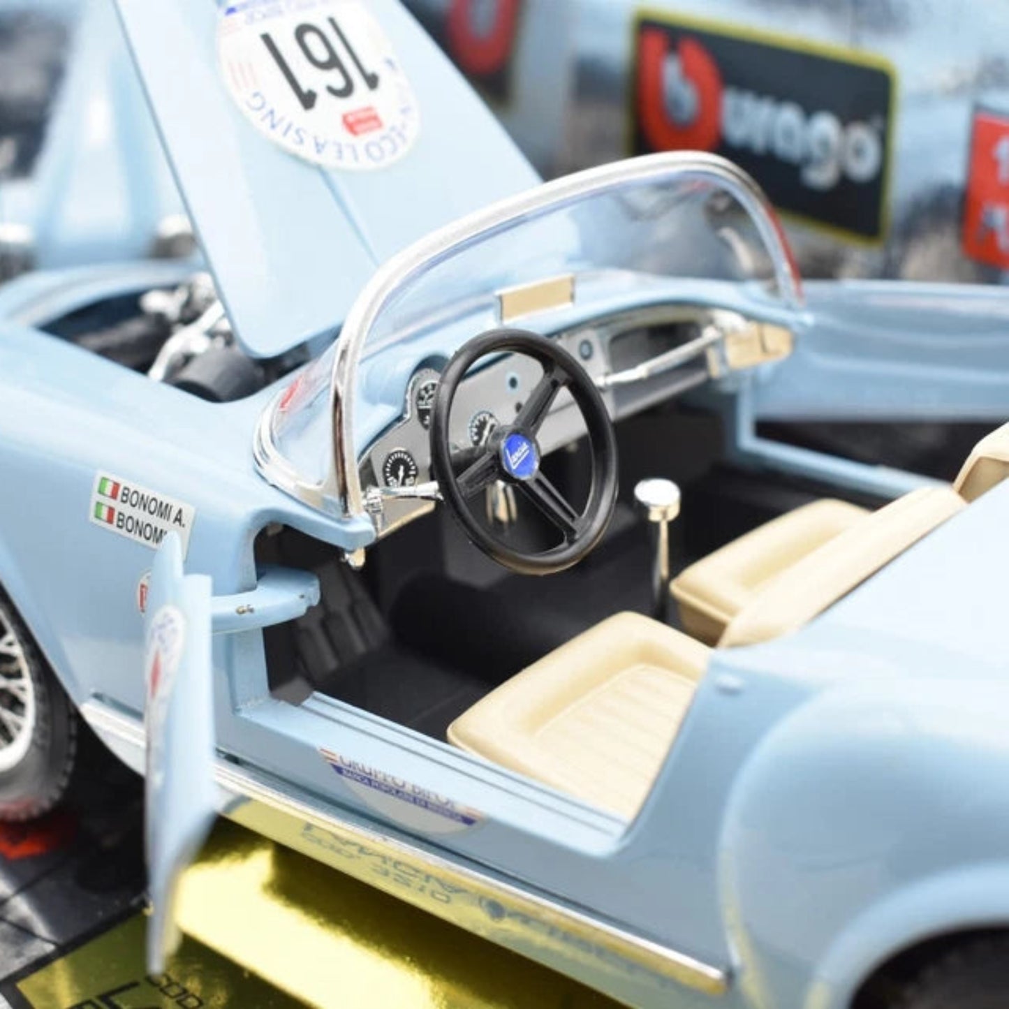 Modello Lancia Aurelia B24 Spider 1000 Miglia 1955 Burago 1:18 Diecast Nuovo