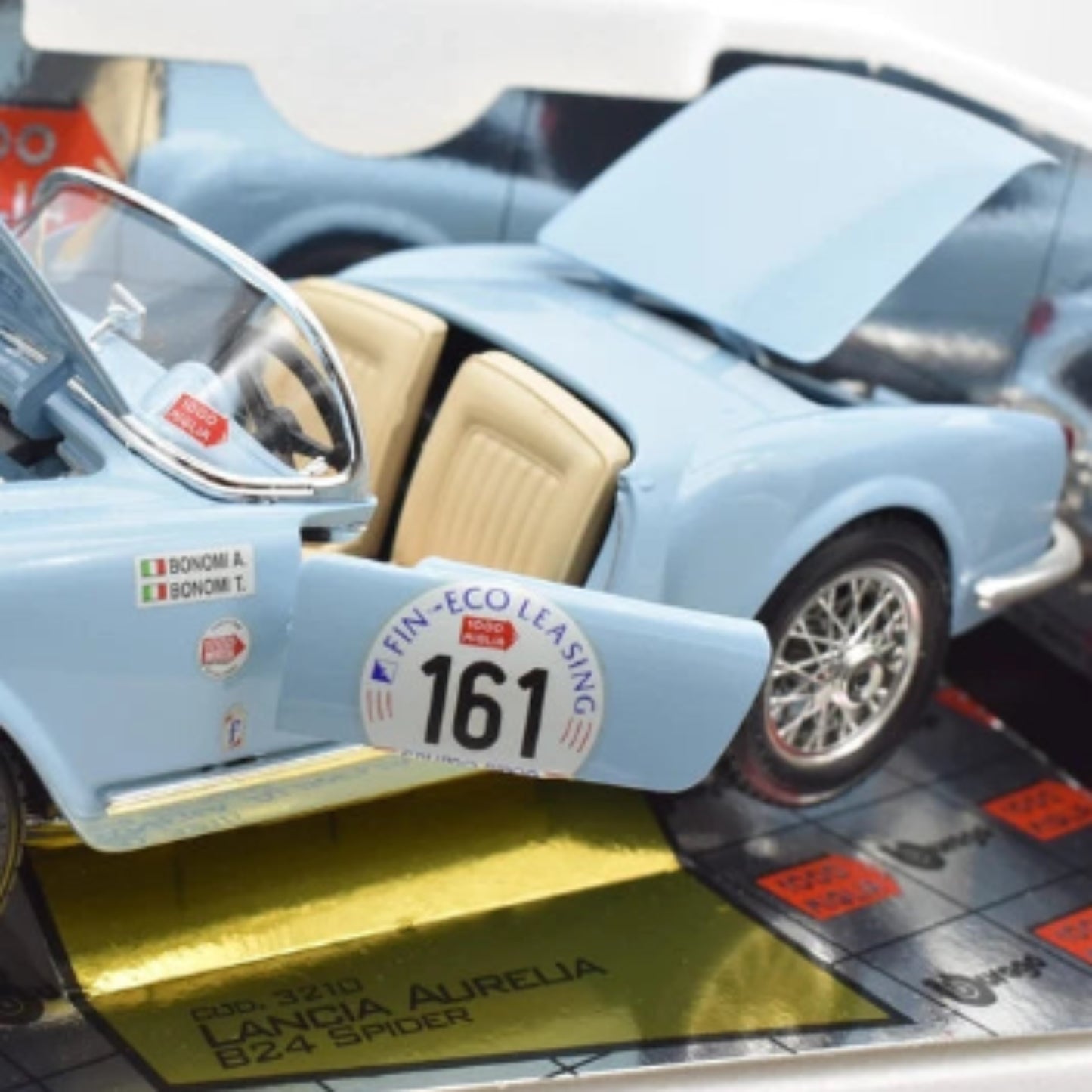 Modello Lancia Aurelia B24 Spider 1000 Miglia 1955 Burago 1:18 Diecast Nuovo